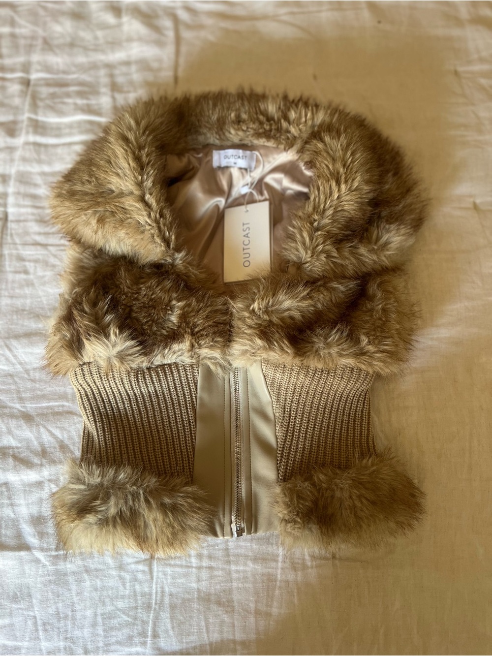 Outcast Women's Faux Fur Trim Knit Zip Vest